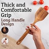 PriorityChef Premium 6-Piece Hand-Carved Teak Wood Utensil Set with Hooks