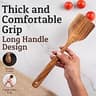 PriorityChef Premium 6-Piece Hand-Carved Teak Wood Utensil Set with Hooks