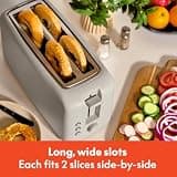 BELLA Slim 4-Slice Toaster with Extra-Wide Long Slots and Oatmilk Finish