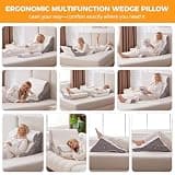 Ruqmuis Adjustable 3-Piece Orthopedic Memory Foam Wedge Pillow Set for Recovery