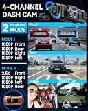 IIWEY N5 4-Channel 360-Degree Dash Cam with 8 IR Lamps and 5G WiFi App