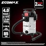 ECOMAX Ultra-Quiet 8-Gallon Stainless Steel Wet/Dry Shop Vac, 4 Peak HP