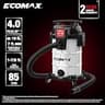 ECOMAX Ultra-Quiet 8-Gallon Stainless Steel Wet/Dry Shop Vac, 4 Peak HP