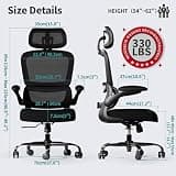 TRALT Ergonomic Office Chair with High-Resilience Molded Foam Seat Cushion