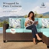 HERA'S HOUSE 3-Seat Outdoor Wicker Sofa with Heavy-Duty Steel Frame