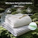 Bedsure Queen Waffle Weave Bamboo Rayon and Cotton Blend Cooling Blanket