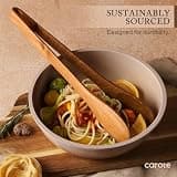 CAROTE 8-Piece Acacia Wood Cooking Utensil Set for Nonstick Cookware Use