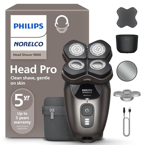 Philips Norelco Head Shaver Pro 9000 Series Wet & Dry Electric Shaver (HS9980/40)