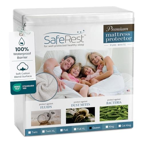 SafeRest Premium Cotton Terry Waterproof Queen Size Mattress Protector