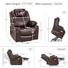 MCombo 7040 Medium Electric Power Lift Recliner with Massage in Dark Brown