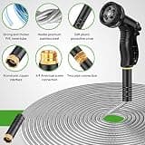Tuzoc 100ft Heavy-Duty Metal Garden Hose with 304 Stainless Steel Armor