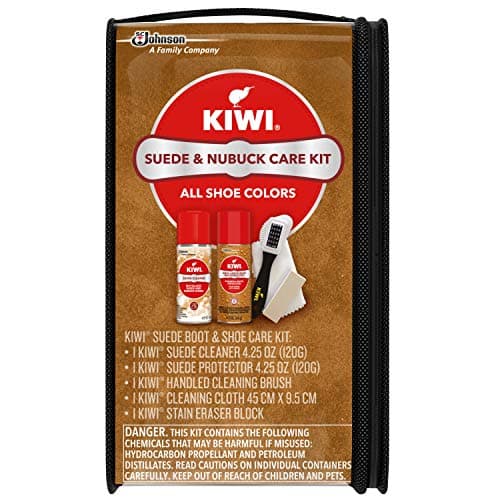 KIWI Suede and Nubuck Complete Shoe Cleaner Kit with Protector Spray and Brush Block