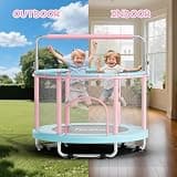 FitinOne 55-Inch Toddler Trampoline Center with Swing and Gymnastics Bar