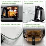 Nutrichef 5.8-Quart Air Fryer with Transparent Glass Bowl and Easy Cleanup
