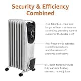 Amazon Basics B07HGFB3FQ 1500W Portable Manual Oil Radiator Space Heater