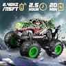 BEZGAR Dinosaur RC Monster Truck with 360-Degree Spins and Interactive LED Lights