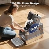 FURTIME XL Stainless Steel Cat Litter Box with 135-Degree Flip-Top Hood