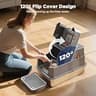 FURTIME XL Stainless Steel Cat Litter Box with 135-Degree Flip-Top Hood
