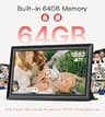 BIGASUO 15.6-Inch Full HD Frameo Digital Picture Frame with 64GB High Storage
