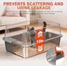 2-Pack XL High-Sided Stainless Steel Cat Litter Boxes with Overlapping Top Lids