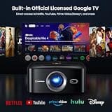 HAPPRUN 1500 Lumen Google TV Smart Projector with Auto-Focus