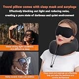 MLVOC Ergonomic Memory Foam Travel Neck Pillow with 3D Eye Mask and Earplugs