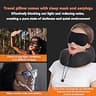 MLVOC Ergonomic Memory Foam Travel Neck Pillow with 3D Eye Mask and Earplugs