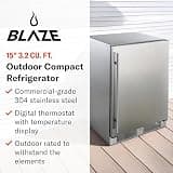 Blaze 24-Inch Outdoor Compact Refrigerator Solid Door Built-In 5.5 Cu Ft