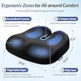 ZIKEE Ergonomic High-Density Memory Foam Seat Cushion with Thigh Relief Slope