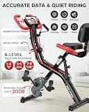 pooboo 4-in-1 Foldable Magnetic Exercise Bike with Arm Resistance Bands