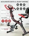 pooboo 4-in-1 Foldable Magnetic Exercise Bike with Arm Resistance Bands