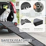 HerCcreta wigge 63-Inch Folding Dog Ramp for Cars with High-Traction Non-Slip Rug