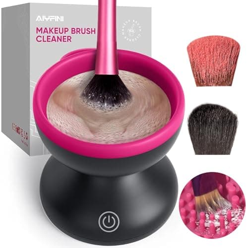 Alyfini Electric Makeup Brush Cleaner Machine with Textured Silicone Bowl
