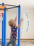 Bluerise 55-Inch Toddler Indoor Trampoline with Enclosure and Basketball Hoop