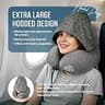 Extra Large Hooded Memory Foam Travel Neck Pillow for Airplane Long Flights