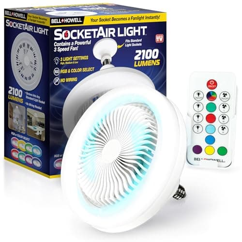 Bell+Howell SocketAir Wireless RGB Color-Changing Smart Fan Light