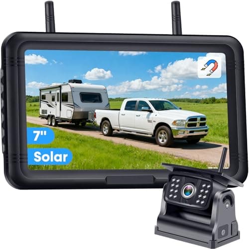 Rohent A70 Wireless Solar Magnetic Backup Camera with 7-Inch 1080P Monitor