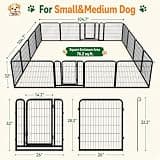 Yaheetech 32-Inch 16-Panel Modular Metal Outdoor Dog Playpen for Camping & RVs