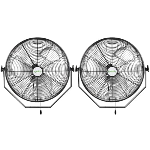 hykolity 18-Inch Industrial Wall Fan 2-Pack, 4300 CFM Fully Enclosed Motor