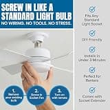 Bell+Howell Socket Breeze 15.4-Inch Dimmable Ceiling Fan Light Adapter