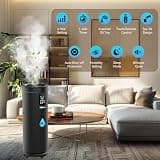 Honovos 17L Anti-Leak Ultrasonic Tower Humidifier with Washable Ceramic Filter
