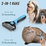 Docrok Pet Grooming Combo Blue Deshedding Brush with Metal Comb Included