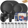 Wheat Straw 64-Piece Unbreakable Dinnerware Set for 8 with Utensils, Black