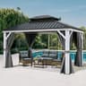 YITAHOME 10x12 ft. Double Roof Hardtop Gazebo with Netting and Curtains