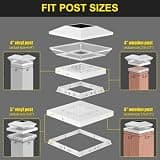 T-SUN 8-LED Reflective Solar Post Cap Lights for Wood and Vinyl Fences, 6-Pack