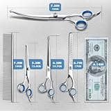Gimars 6-in-1 Titanium Coated Dog Grooming Scissors Set for Home Groomers