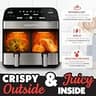 Gourmia 10-Quart Large Capacity Dual Basket Air Fryer with FryForce 360 Tech