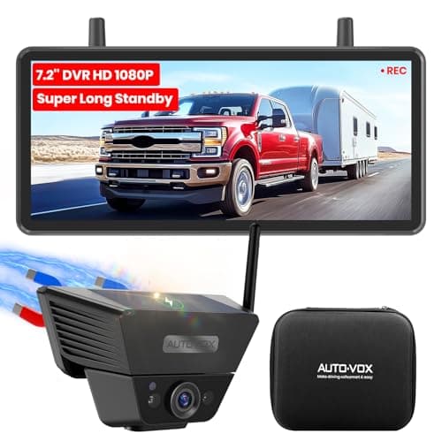 AUTO-VOX Solar Magnetic Wireless RV Backup Camera with 7.2" Split DVR Monitor