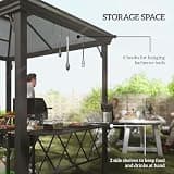 Outsunny 9x5 ft. Polycarbonate Double-Tier Hardtop Grill Gazebo with Shelves