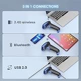 Eyoyo EY-034 Handheld Ergonomic Wireless 2D Barcode Scanner with 2500mAh Battery